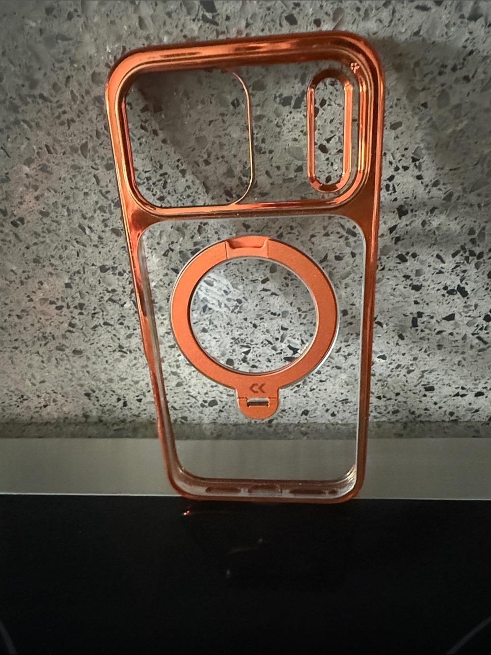 Glossy Orange 360 Spin Magnetic Stand for iPhone 17 Pro Case